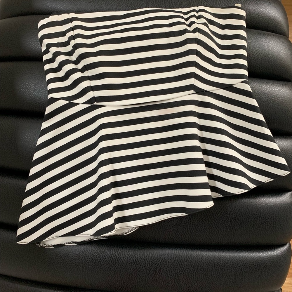 Zara Trafaluc strapless asymmetrical peplum top.